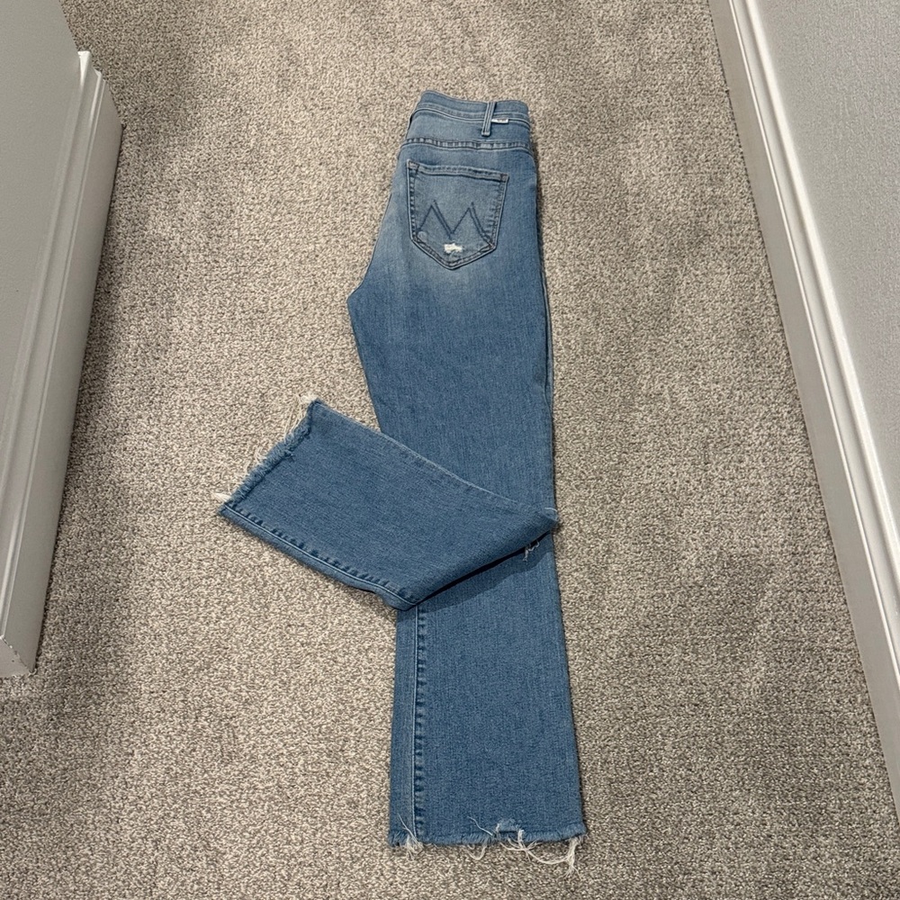 MOTHER Denim Straight Leg Jeans in Light Blue